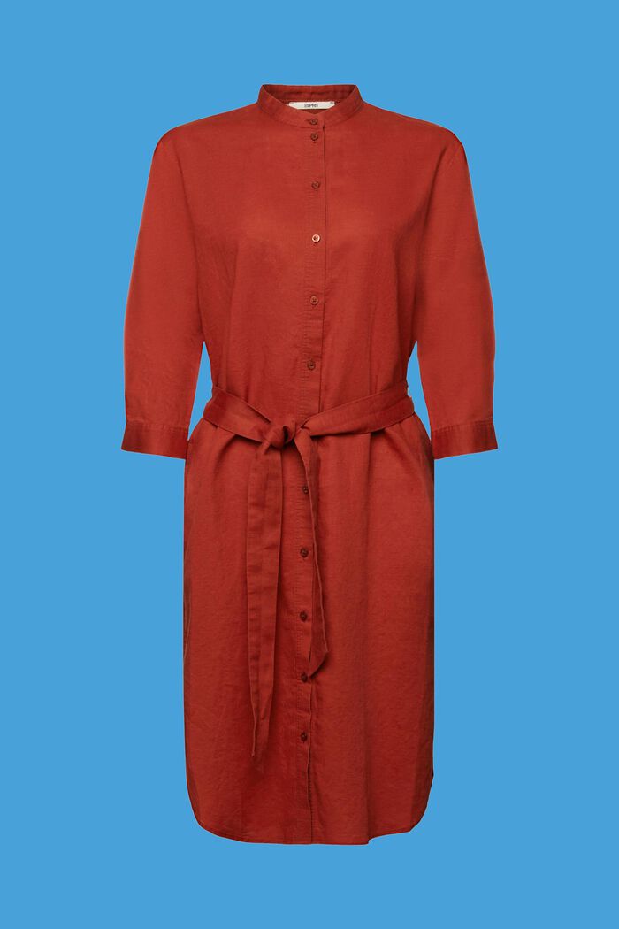 Belted shirt dress, linen-cotton blend, TERRACOTTA, detail image number 7