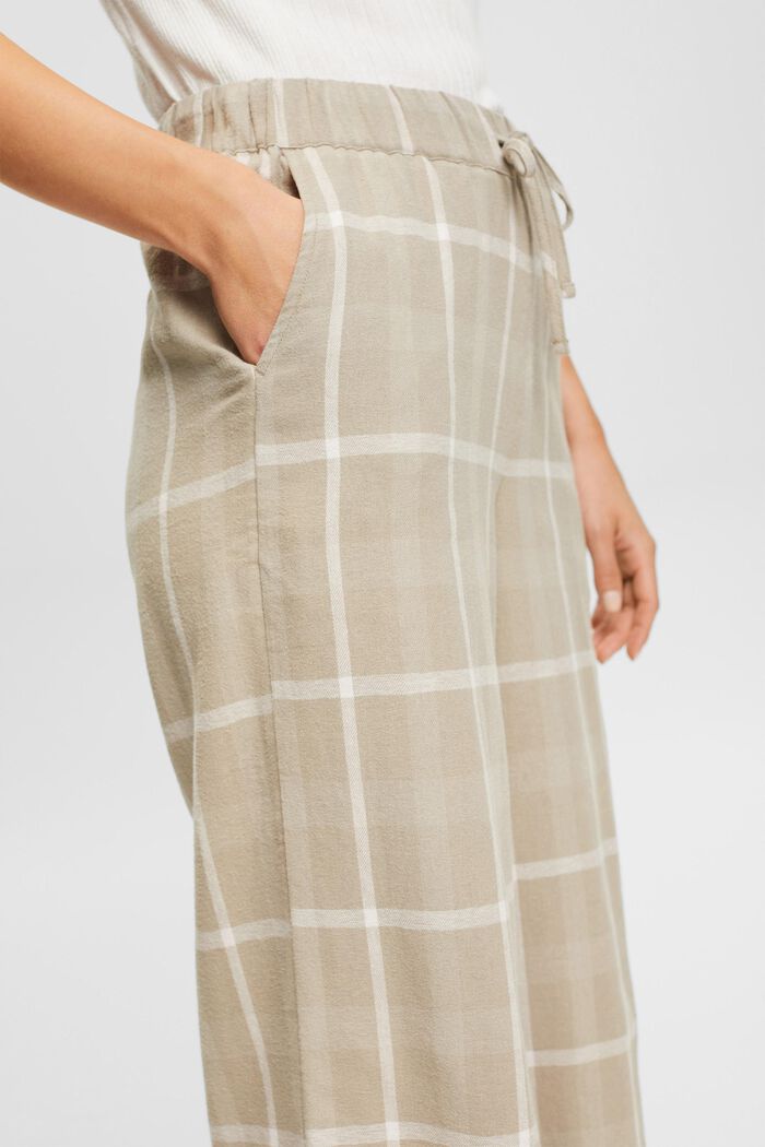Checked pyjama bottoms in cotton flannel, LIGHT KHAKI, detail image number 0