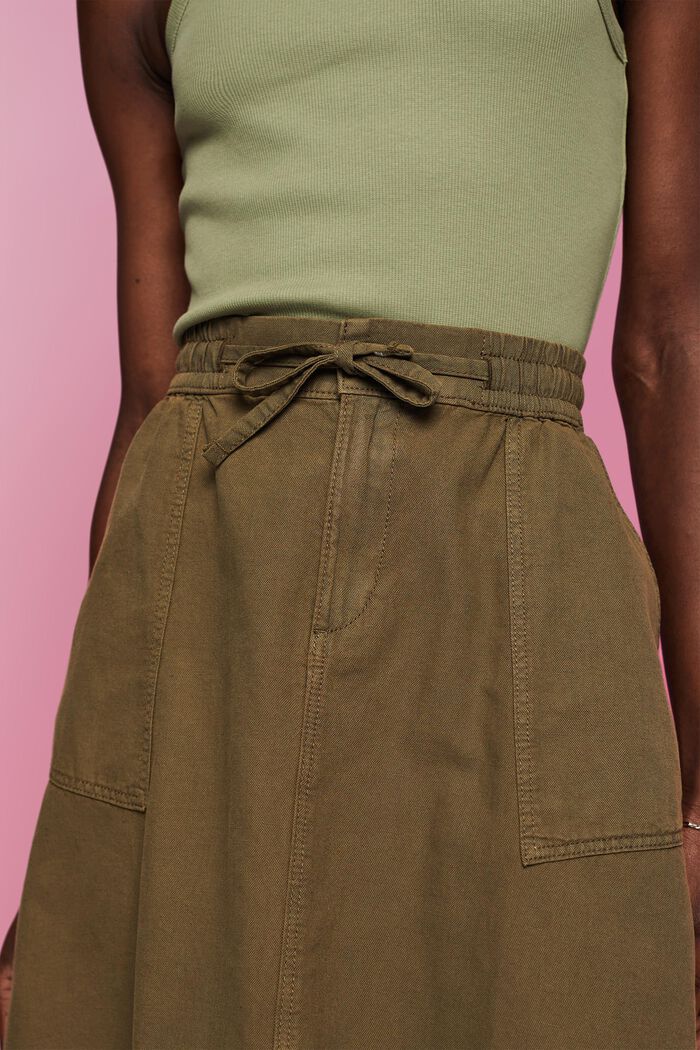 Mini skirt with elasticated waistband, KHAKI GREEN, detail image number 2