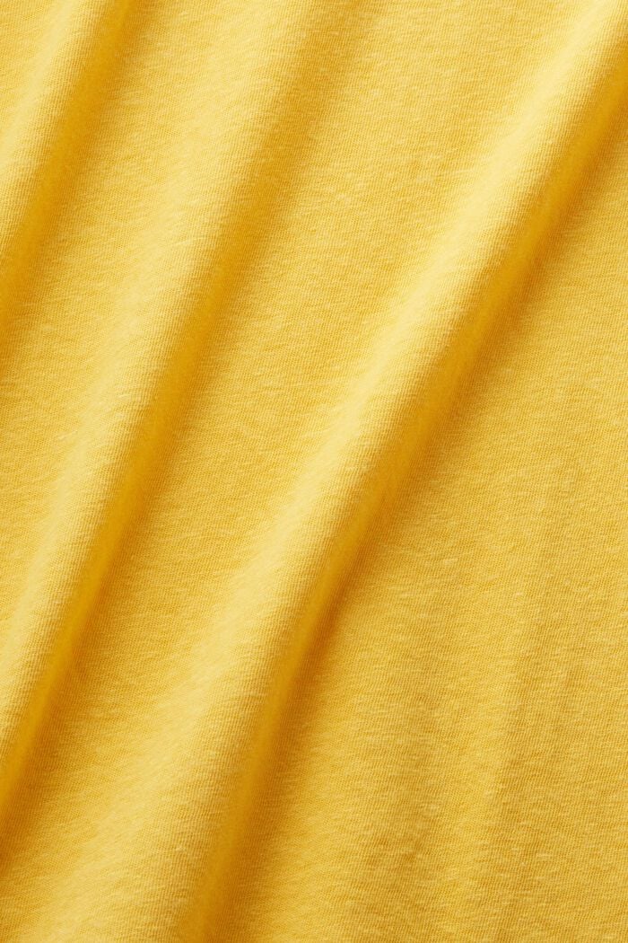 Cotton-Linen T-Shirt, SUNFLOWER YELLOW, detail image number 4