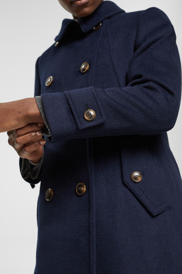 Double breasted wool blend coat, NAVY, detail image number 4