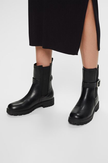 Buckle Detail Vegan Leather Chelsea Boots