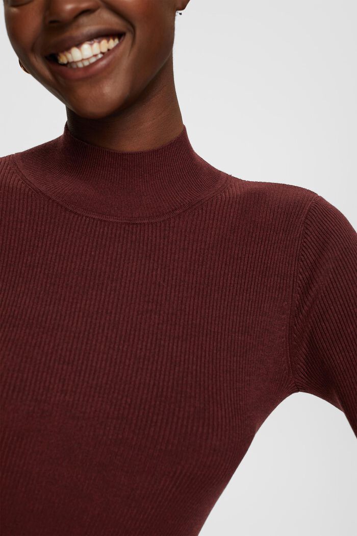 Ribbed sweater, LENZING™ ECOVERO™, BORDEAUX RED, detail image number 0