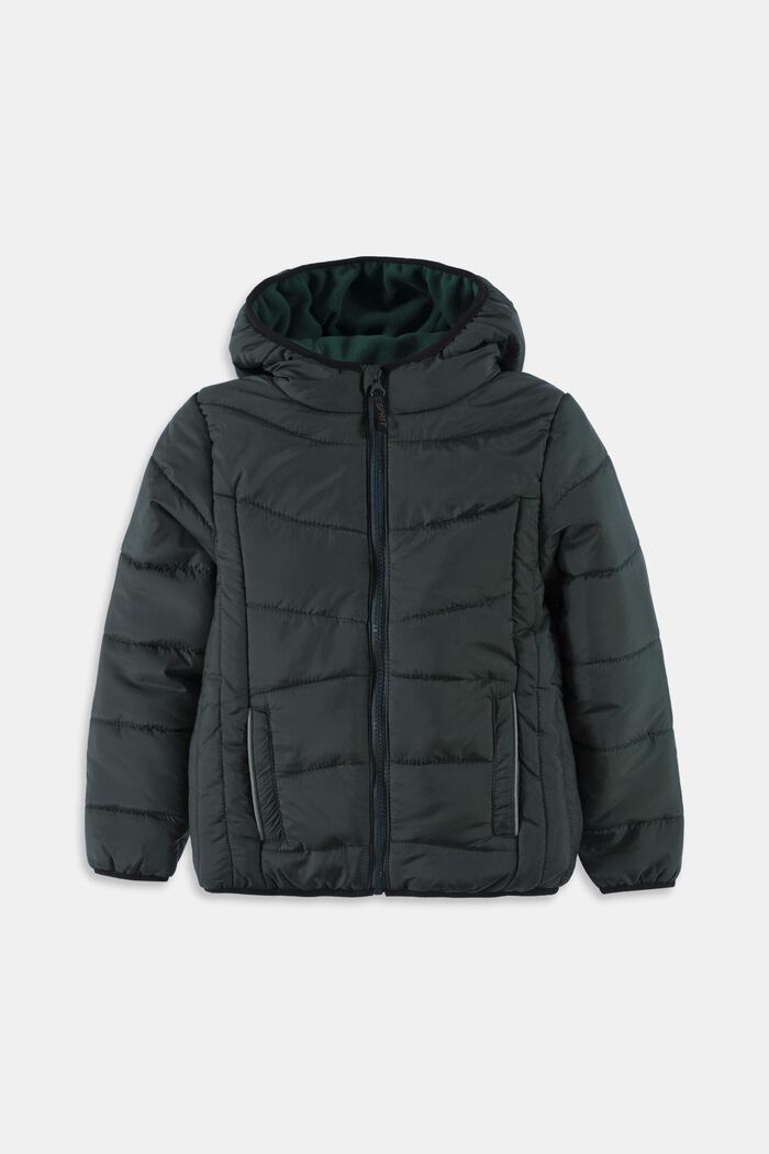 Quilted jacket with contrasting fleece lining, DARK GREEN, detail image number 0