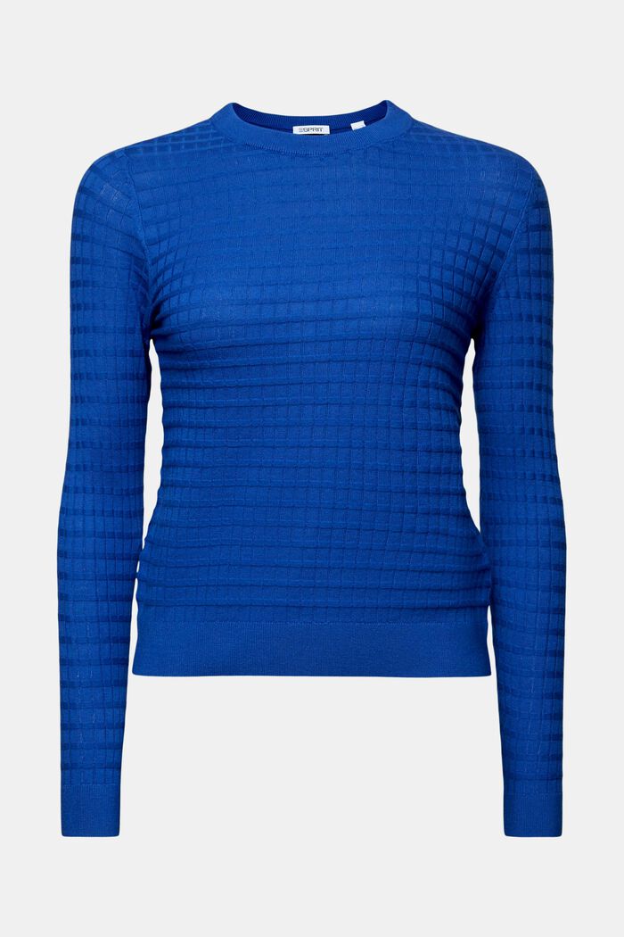 Structured Knit Sweater, BRIGHT BLUE, detail image number 6