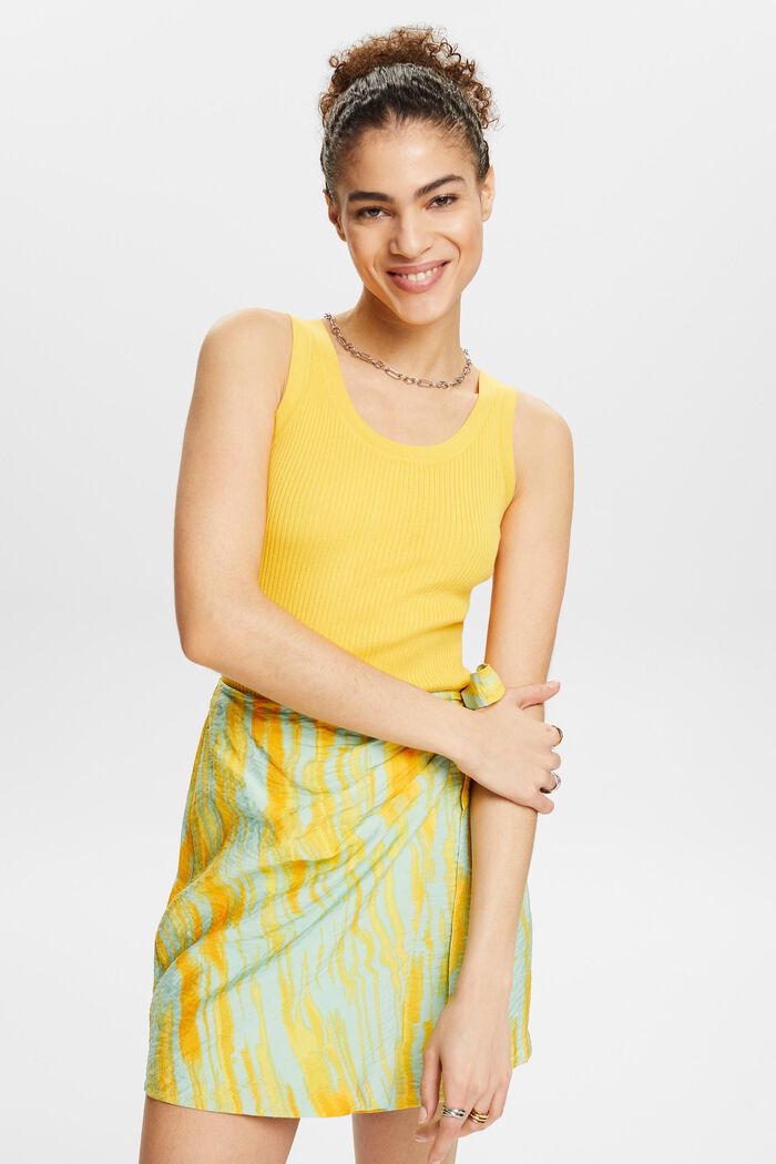Ribbed Sweater Tank, SUNFLOWER YELLOW, detail image number 0