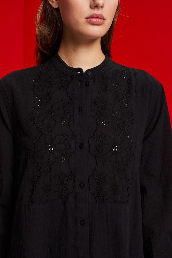 Embroidered shirt dress, BLACK, detail image number 2