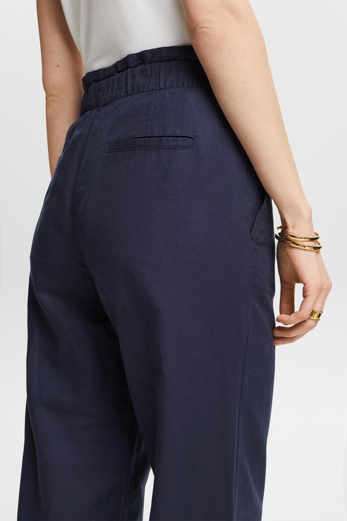 Cotton-Linen Cropped Culotte, NAVY, detail image number 3