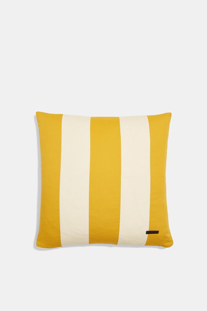 Striped cushion cover made of 100% cotton, YELLOW, detail image number 0