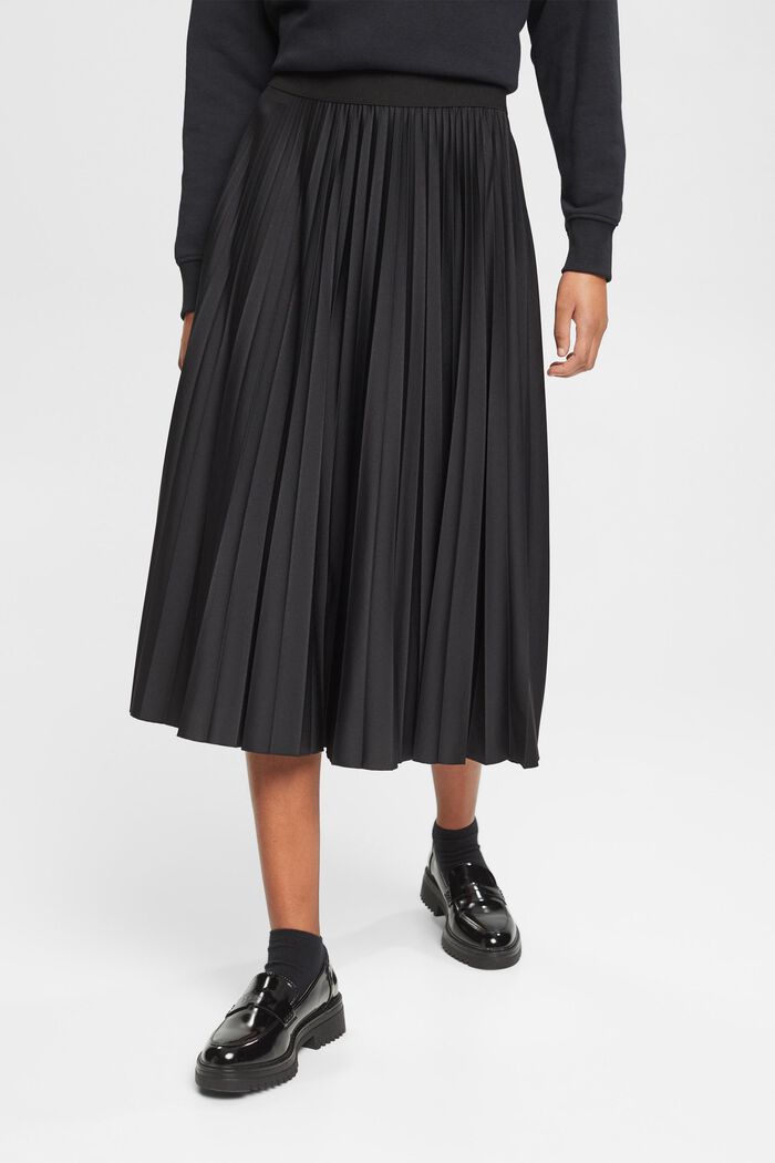 Pleated midi skirt, BLACK, detail image number 0