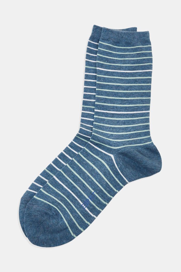 2-pack of striped socks, organic cotton, LIGHT DENIM, detail image number 0