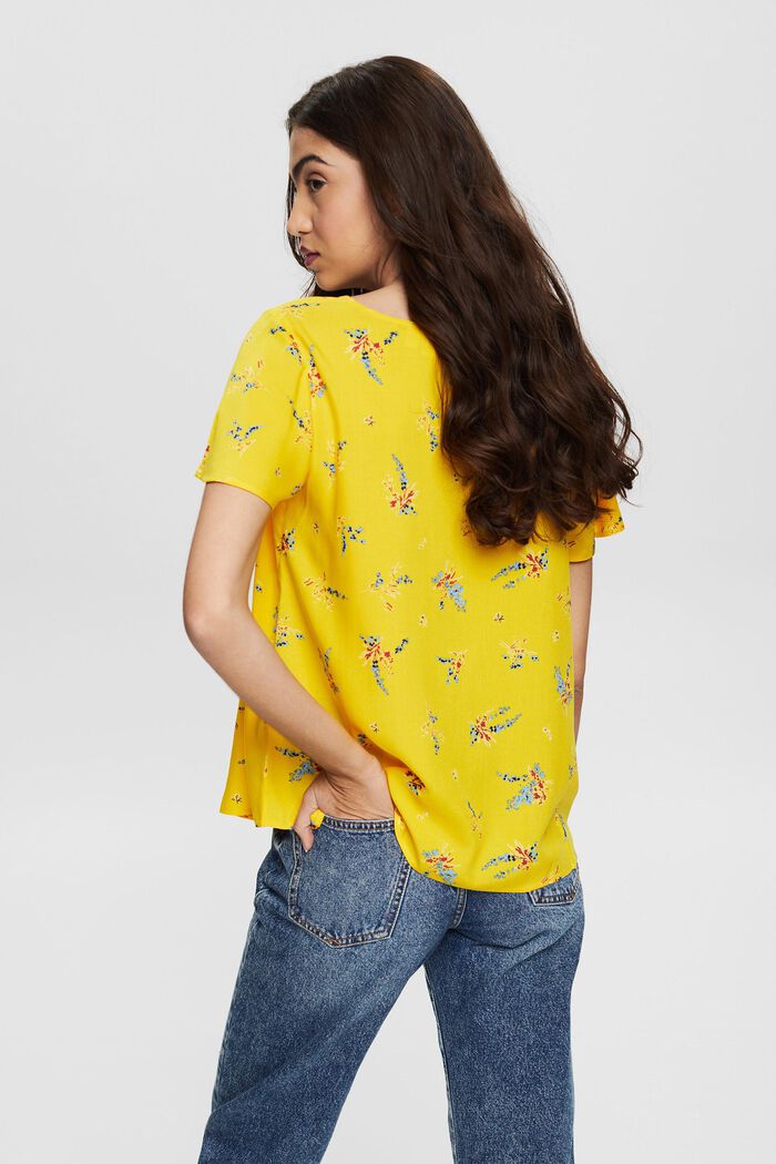 Blouse with a floral pattern, LENZING™ ECOVERO™, SUNFLOWER YELLOW, detail image number 3