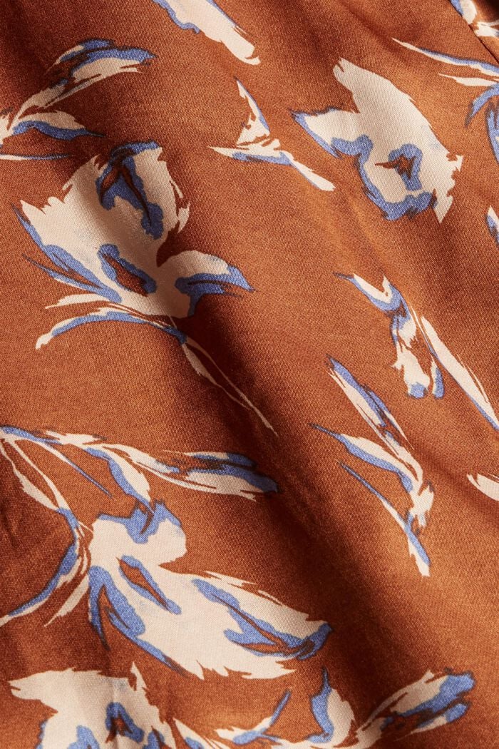 Satin shirt dress with a floral print, TERRACOTTA, detail image number 4