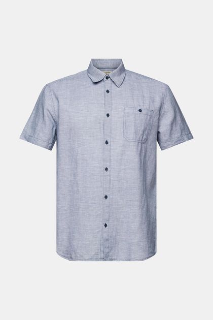 Blended linen dogstooth short-sleeved shirt