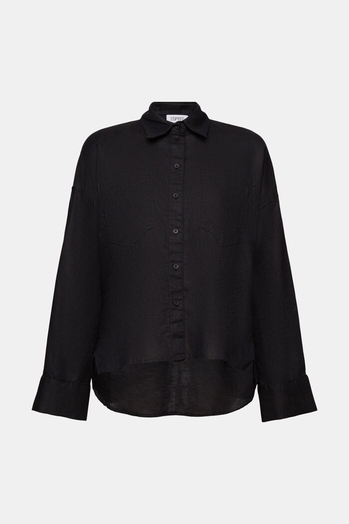 Cotton-Linen Shirt Blouse, BLACK, detail image number 6