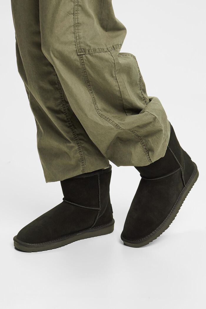 Suede Faux Fur Lined Boots, BLACK, detail image number 1