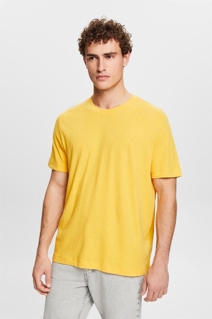 Cotton-Linen T-Shirt, SUNFLOWER YELLOW, detail image number 0