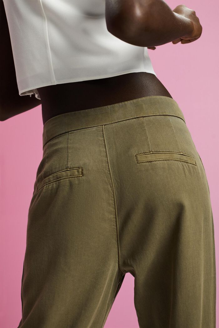 High-rise sporty twill trousers, KHAKI GREEN, detail image number 4