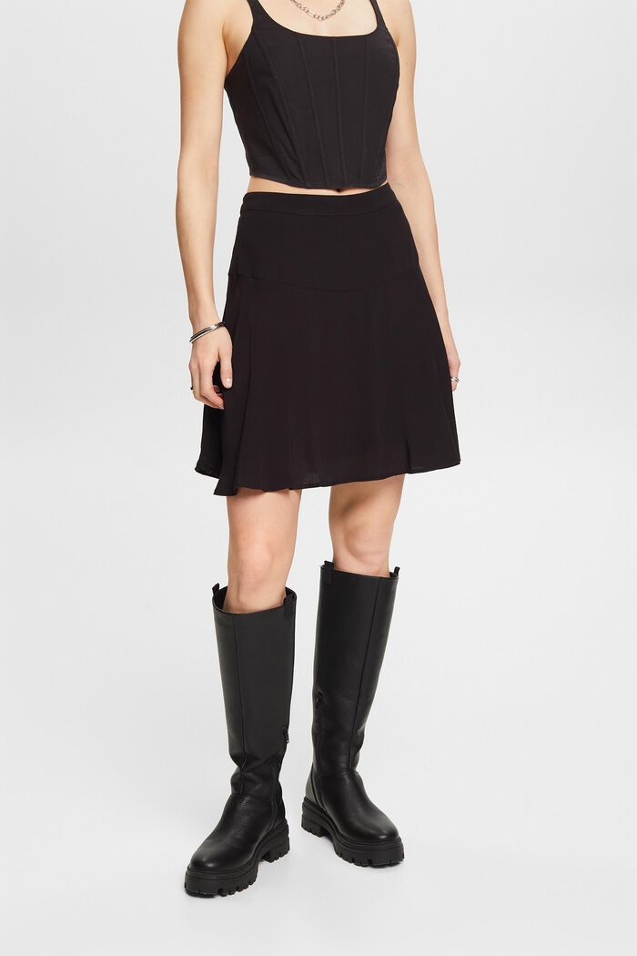 Crêpe A-Line Mini Skirt, BLACK, detail image number 0