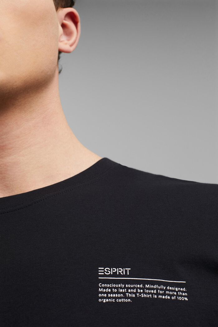 Jersey T-shirt with a print, 100% organic cotton, BLACK, detail image number 1