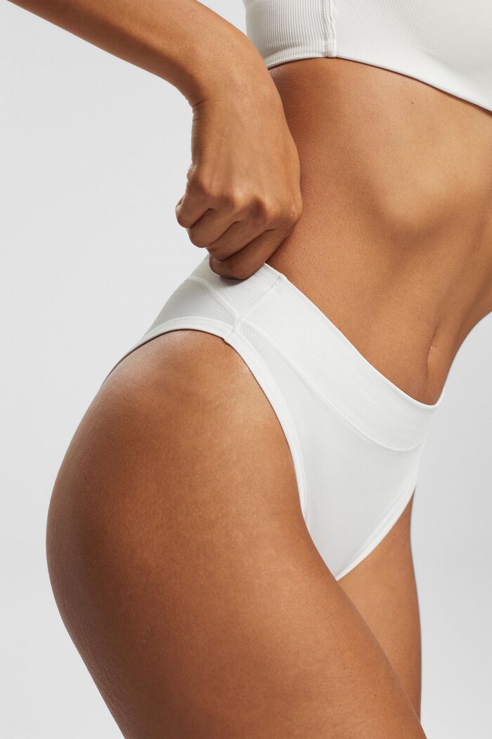 Made of recycled material: ribbed-effect Brazilian briefs