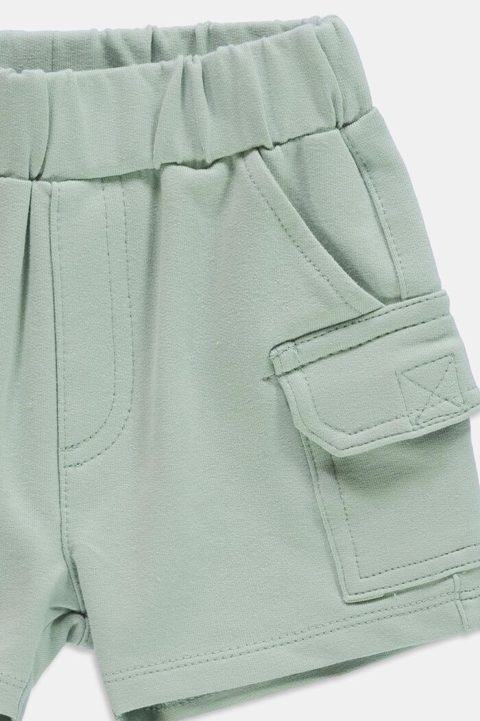 Cargo shorts made of sweatshirt fabric, LIGHT AQUA GREEN, detail image number 2