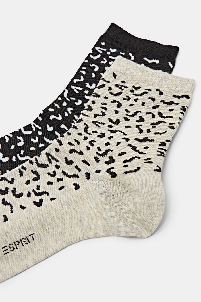 2-Pack Printed Cotton Socks, BEIGE/BLACK, detail image number 2