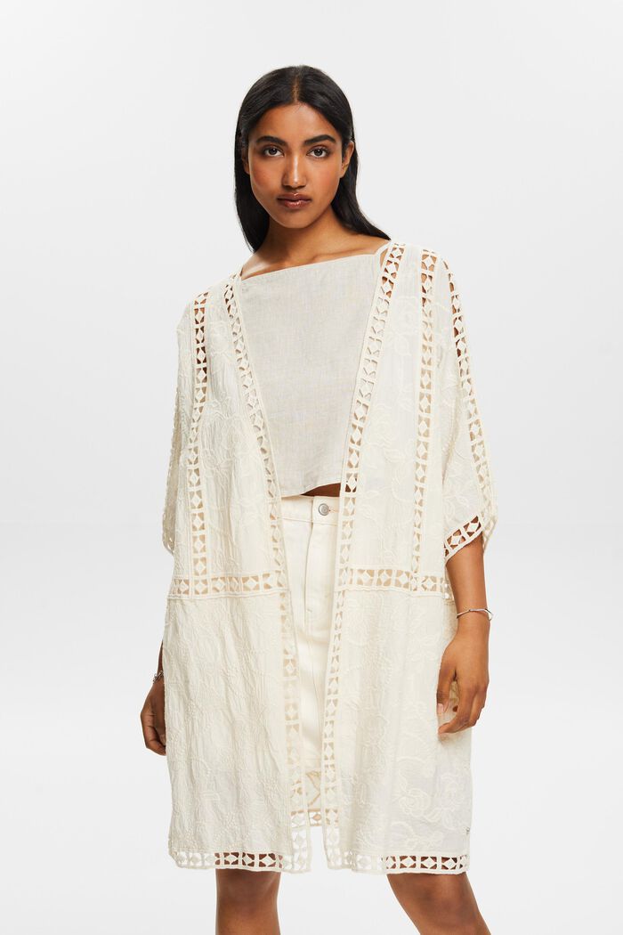 Open-Fronted Lace Poncho, OFF WHITE, detail image number 0