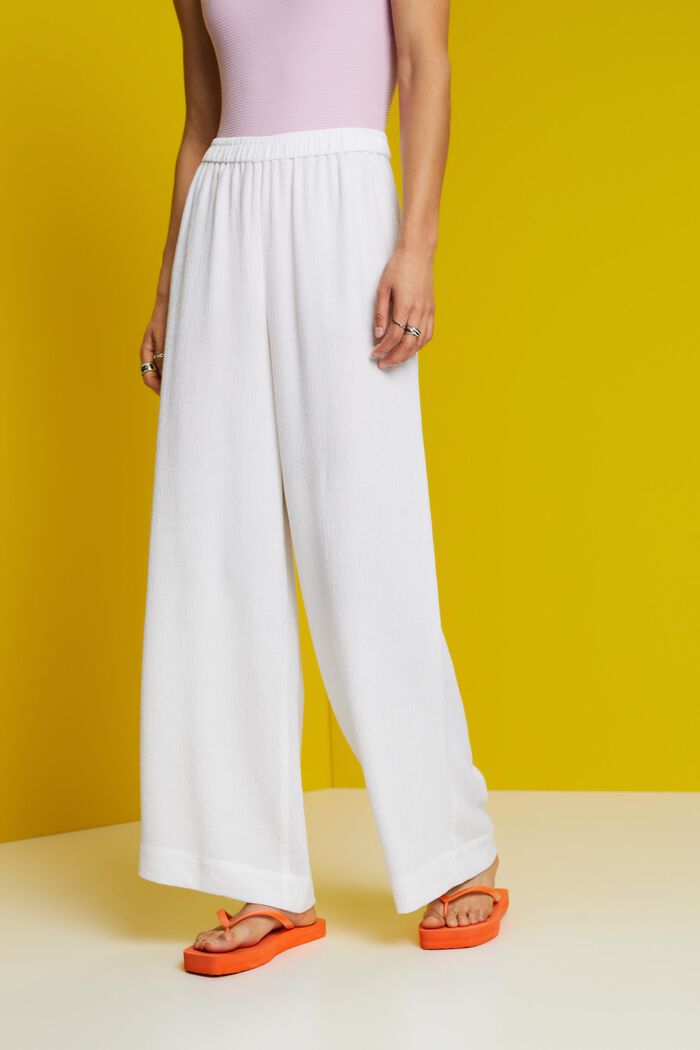 ESPRIT - Crinkled wide leg pull-on trousers at our online shop