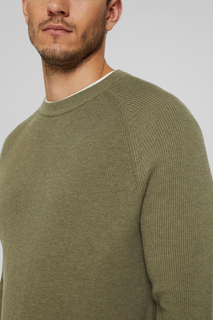 Knitted jumper made of 100% organic cotton, PALE KHAKI, detail image number 2