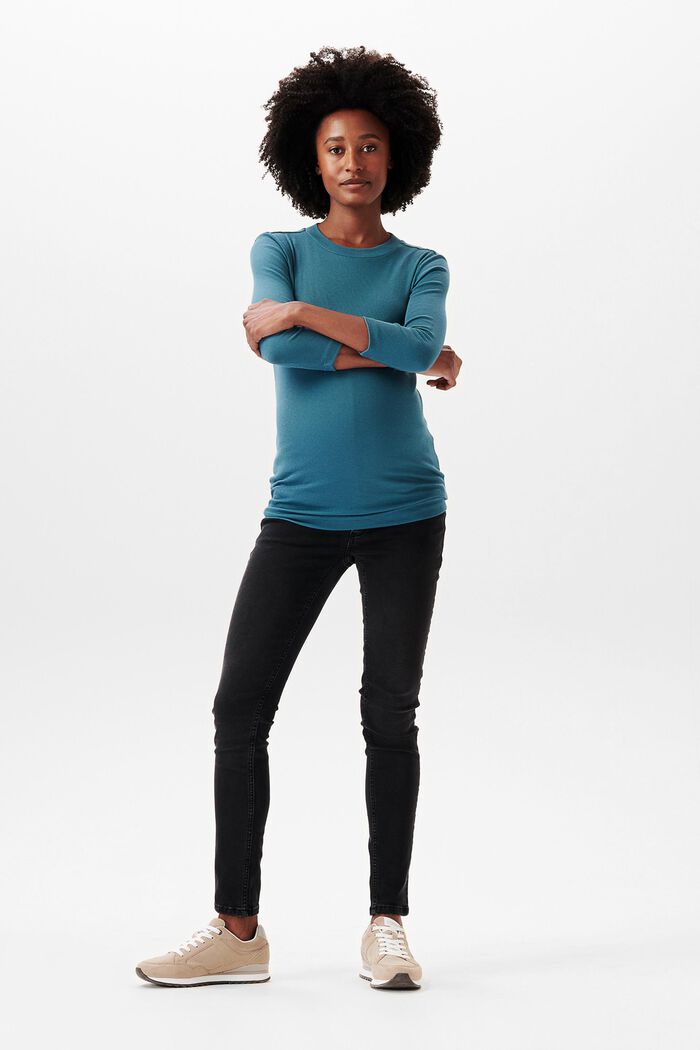 Ribbed jersey top with 3/4 sleeves