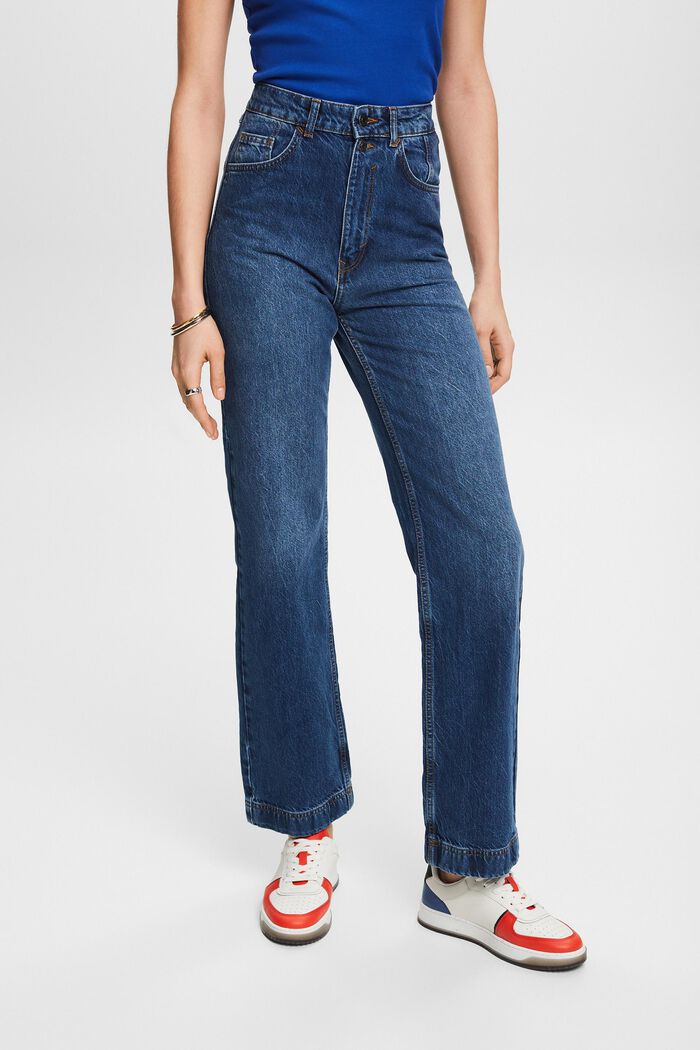 Straight leg stretch jeans, BLUE MEDIUM WASHED, detail image number 0