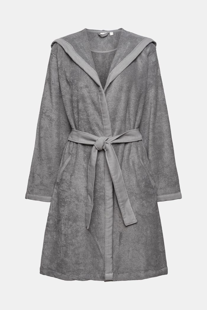 Bathrobe with a fixed tie-around belt, ANTHRACITE, detail image number 1