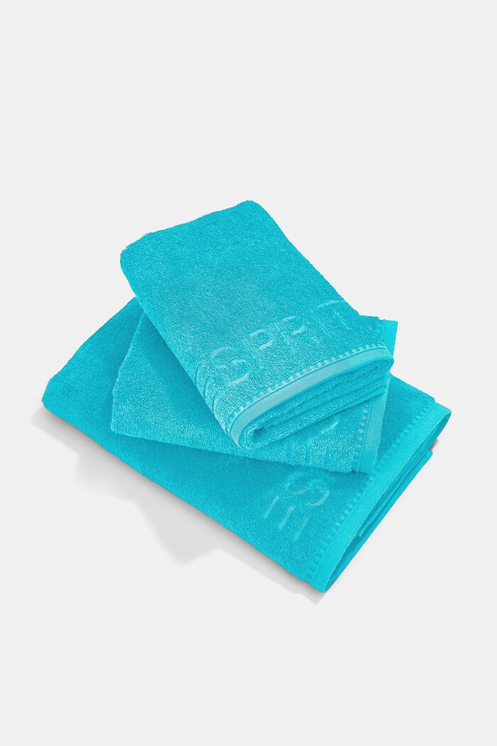 Containing TENCEL™: triple pack of terrycloth towels, TURQUOISE, detail image number 0