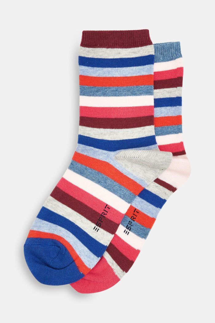 Double pack of striped socks in blended organic cotton, LIGHT DENIM, detail image number 0