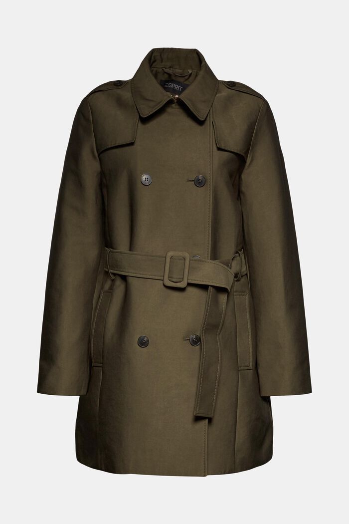 Trench coat in blended cotton, OLIVE, detail image number 0