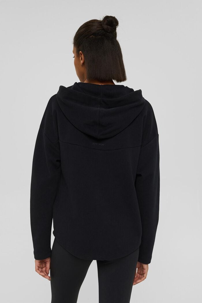 Sweatshirt hoodie, organic cotton blend, BLACK, detail image number 3