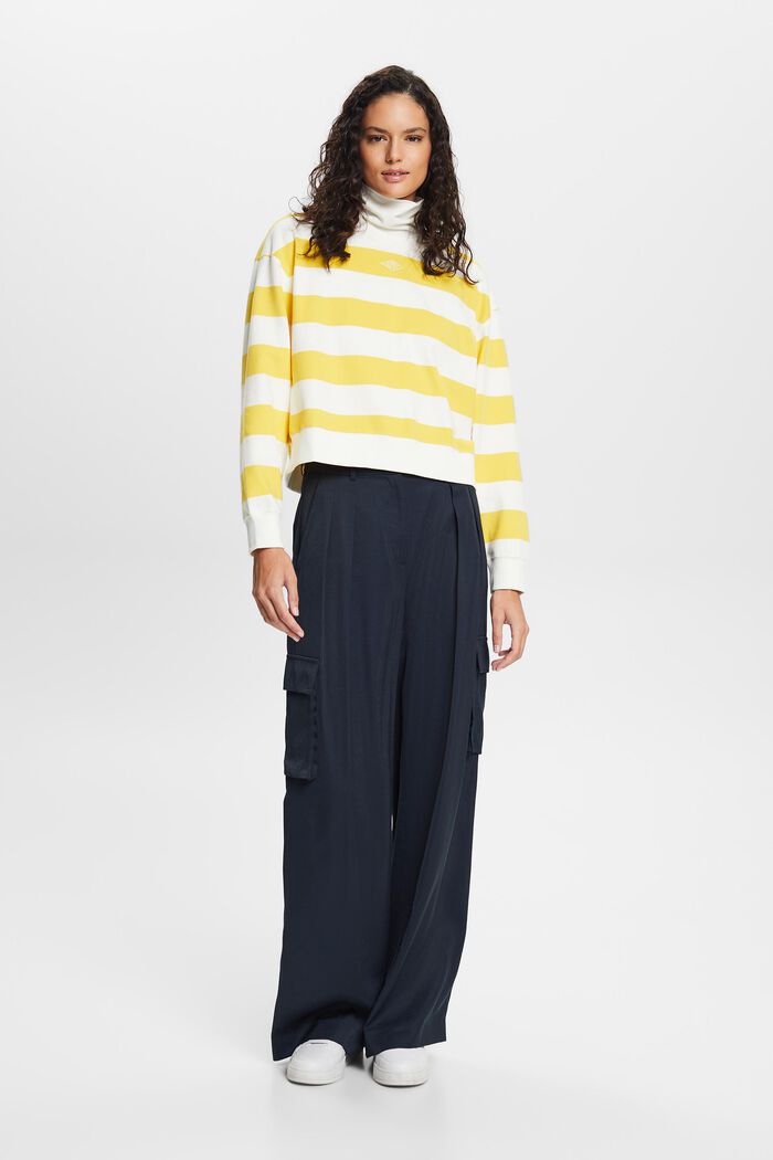 Striped Cotton Sweater, YELLOW, detail image number 5