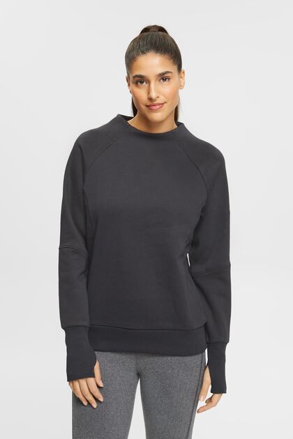 Sweatshirt with thumb holes, BLACK, overview