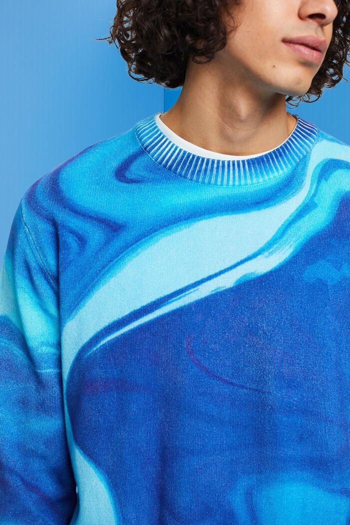 Woven cotton jumper with all-over pattern, BLUE, detail image number 2