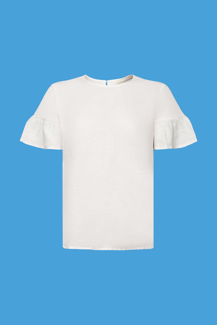 Short sleeve blouse, cotton-linen blend, OFF WHITE, detail image number 7