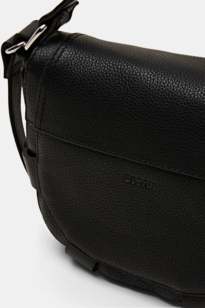 Leather saddle bag with decorative straps, BLACK, detail image number 1