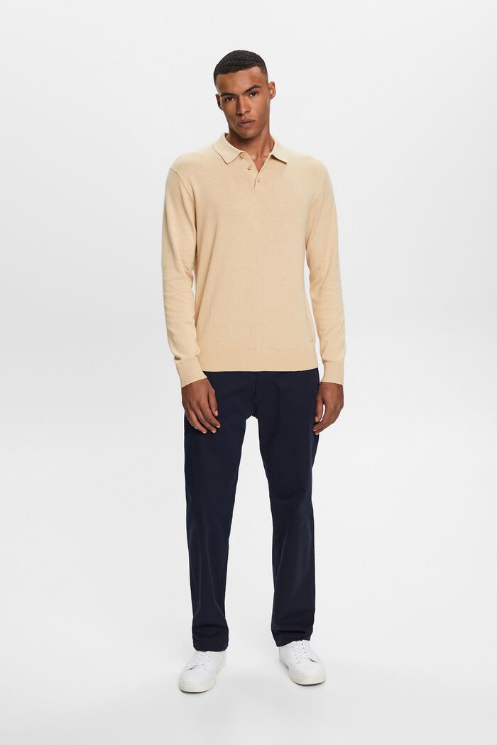 ESPRIT - Knit jumper with a polo collar, TENCEL™ at our online shop