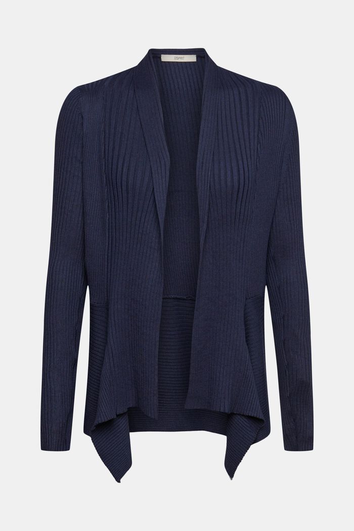 Recycled: ribbed cardigan with handkerchief hem, NAVY, detail image number 6