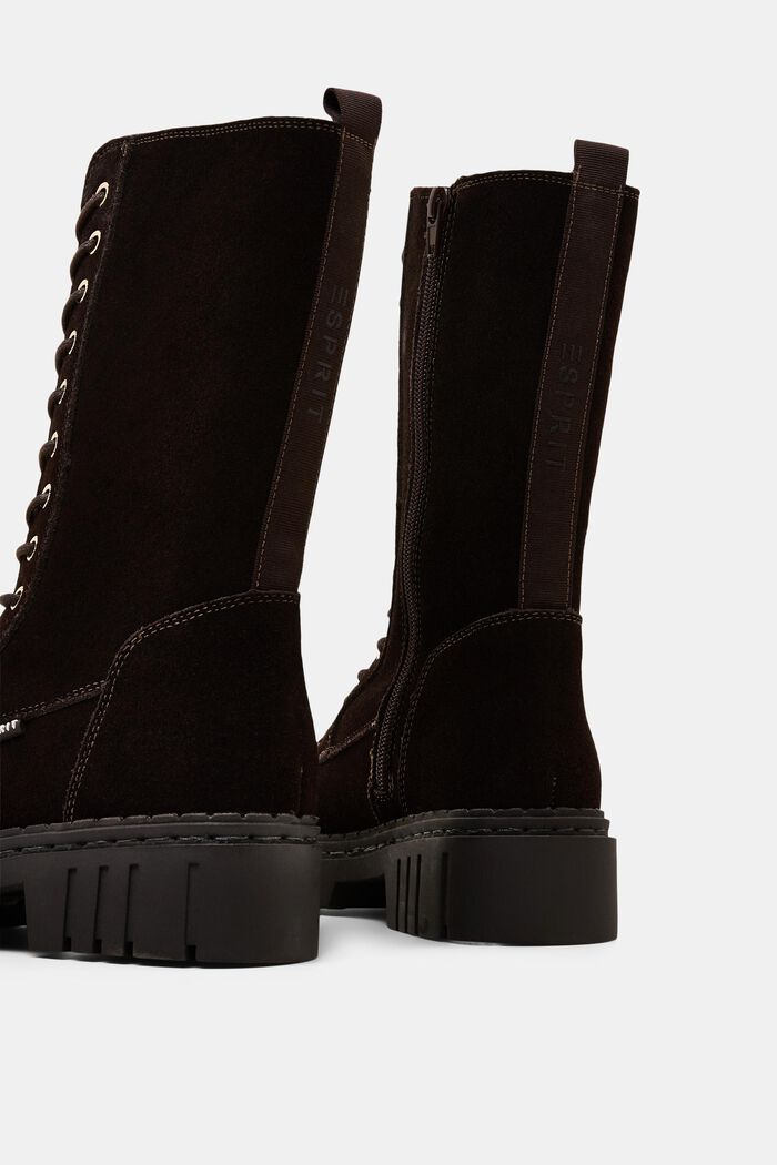 Suede lace-up boots, DARK BROWN, detail image number 4