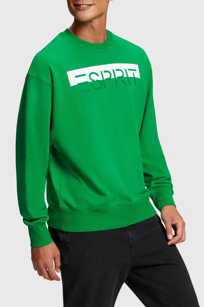 Matte shine logo applique sweatshirt, GREEN, detail image number 0