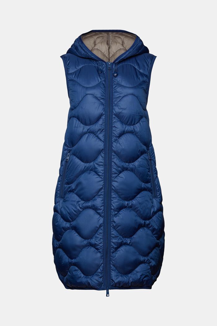 Recycled: longline quilted body warmer, GREY BLUE, detail image number 7