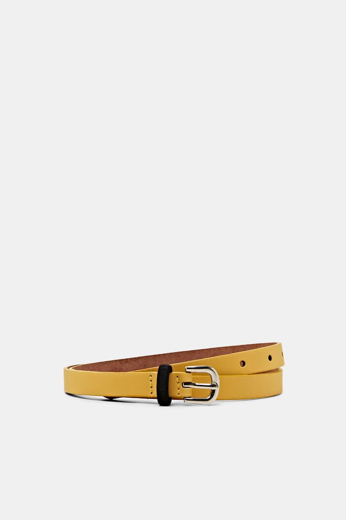 Slim leather belt, YELLOW, detail image number 0