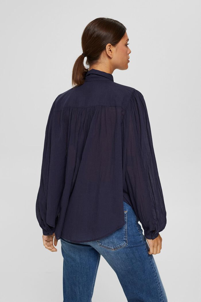 Batwing blouse made of cotton voile, NAVY, detail image number 3