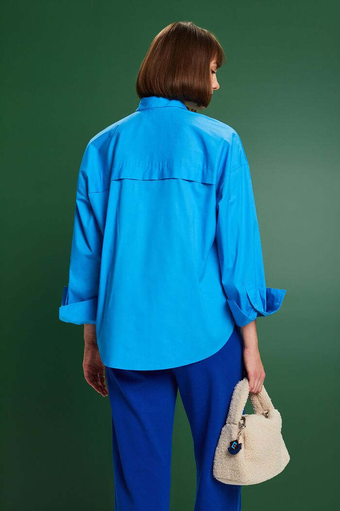 Cotton-Poplin Button-Up Shirt, BLUE, detail image number 2